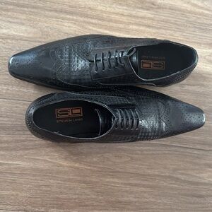 Steven Land Black Leather Oxford Shoes